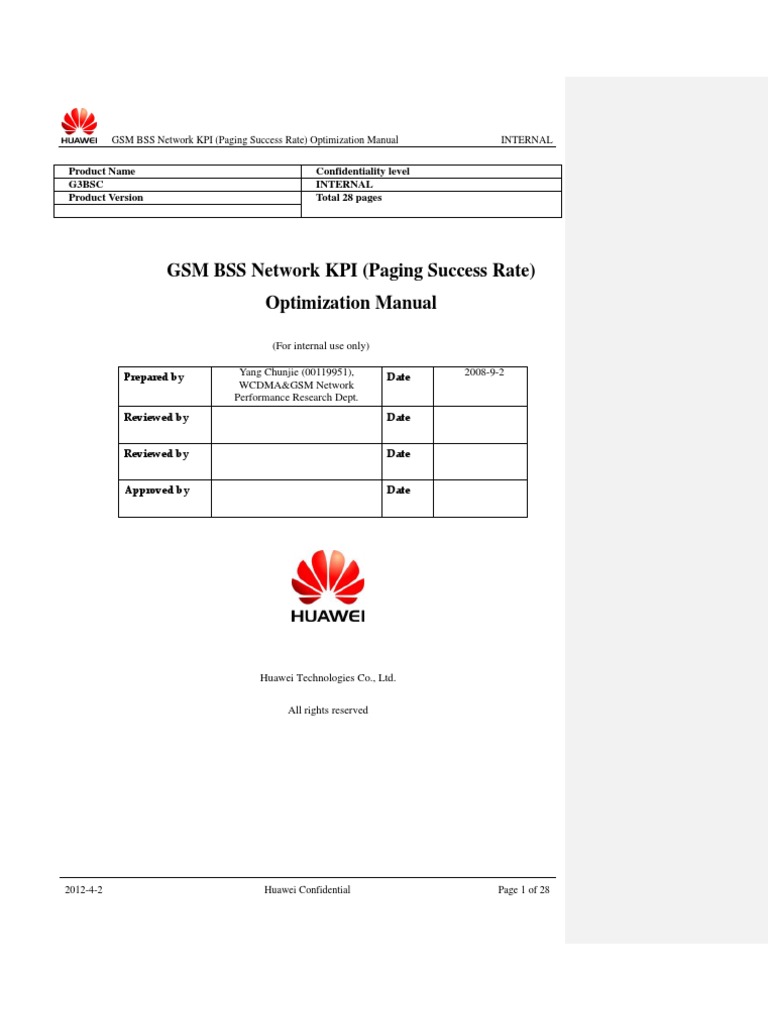 11 GSM BSS Network KPI (Paging Success Rate) Optimization Manual PDF