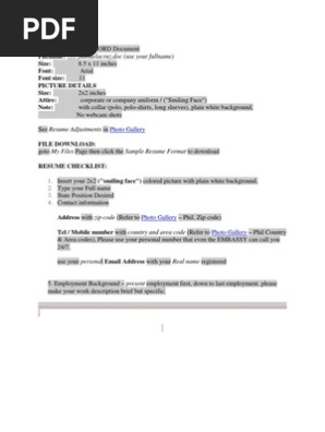 Resume Format in Philippines