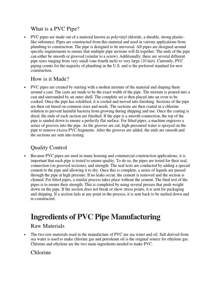 PVC Pipes Manufacturing Process Download Free PDF Polyvinyl