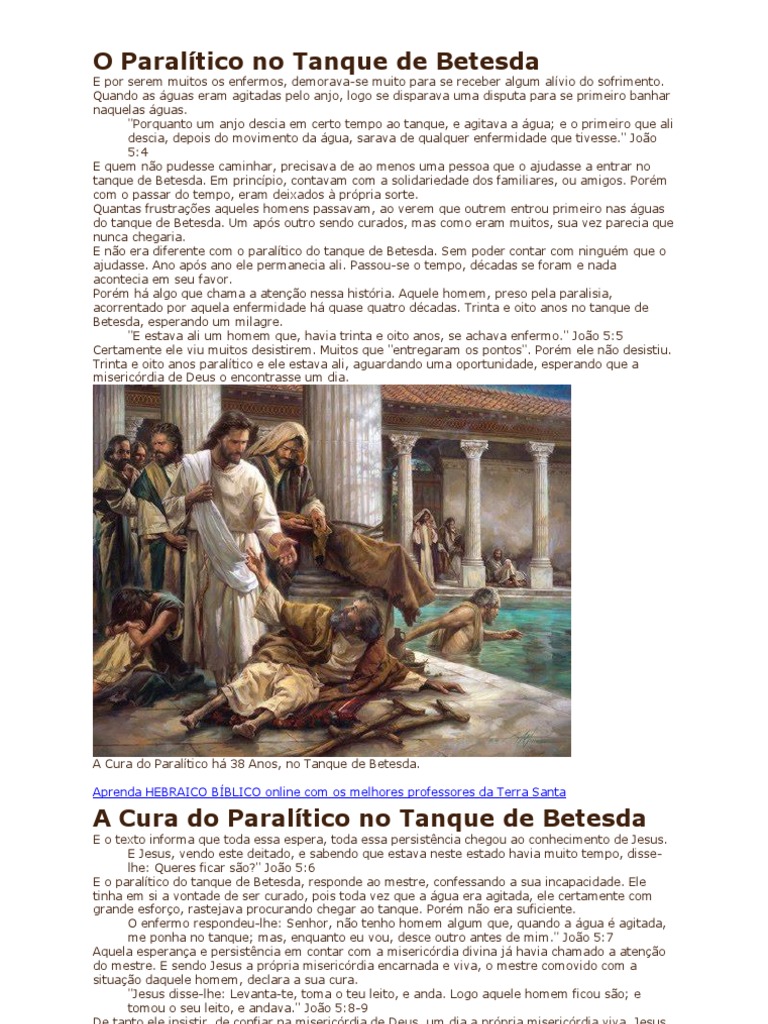 O Paralítico No Tanque de Betesda | PDF | Jesus | Deus