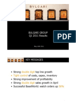 Bulgari Group Q1 2011 Results: May 10th 2011