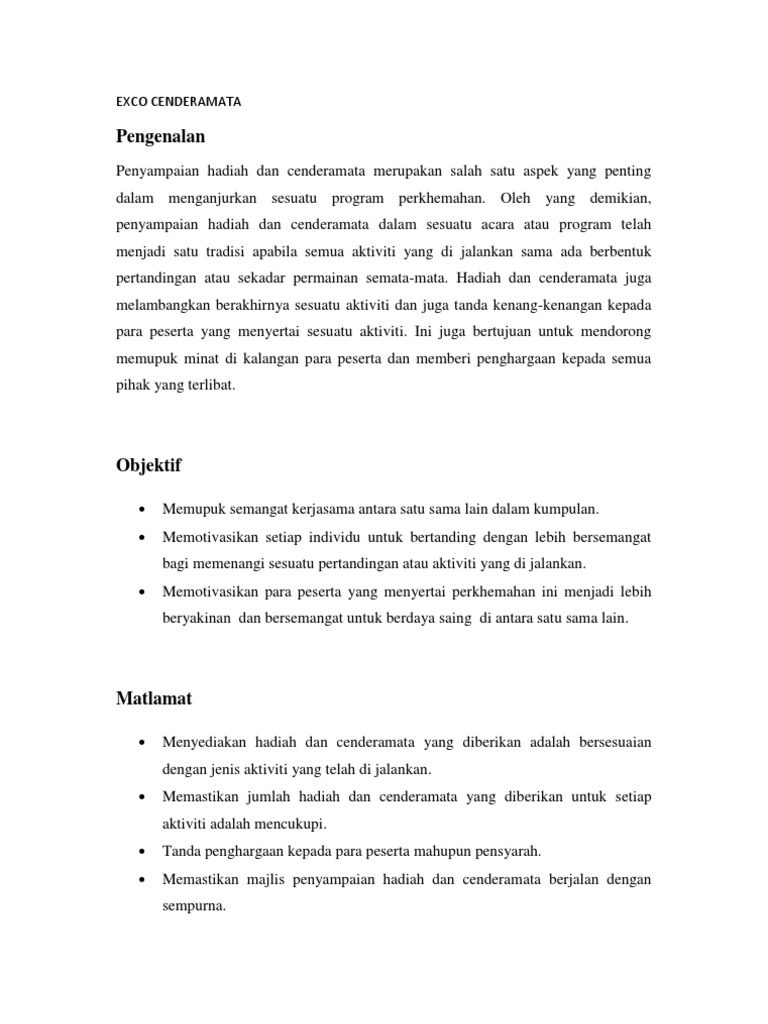 Exco Cenderamata Pdf