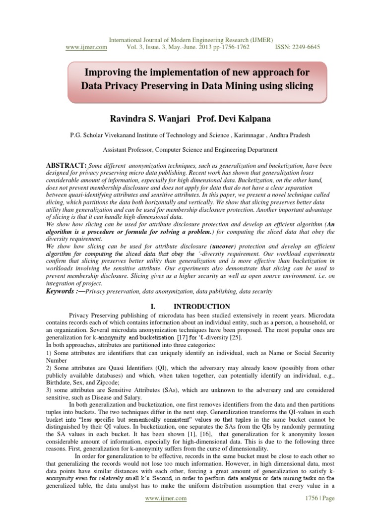 Improving The Implementation of New Approach For Data Privacy ...