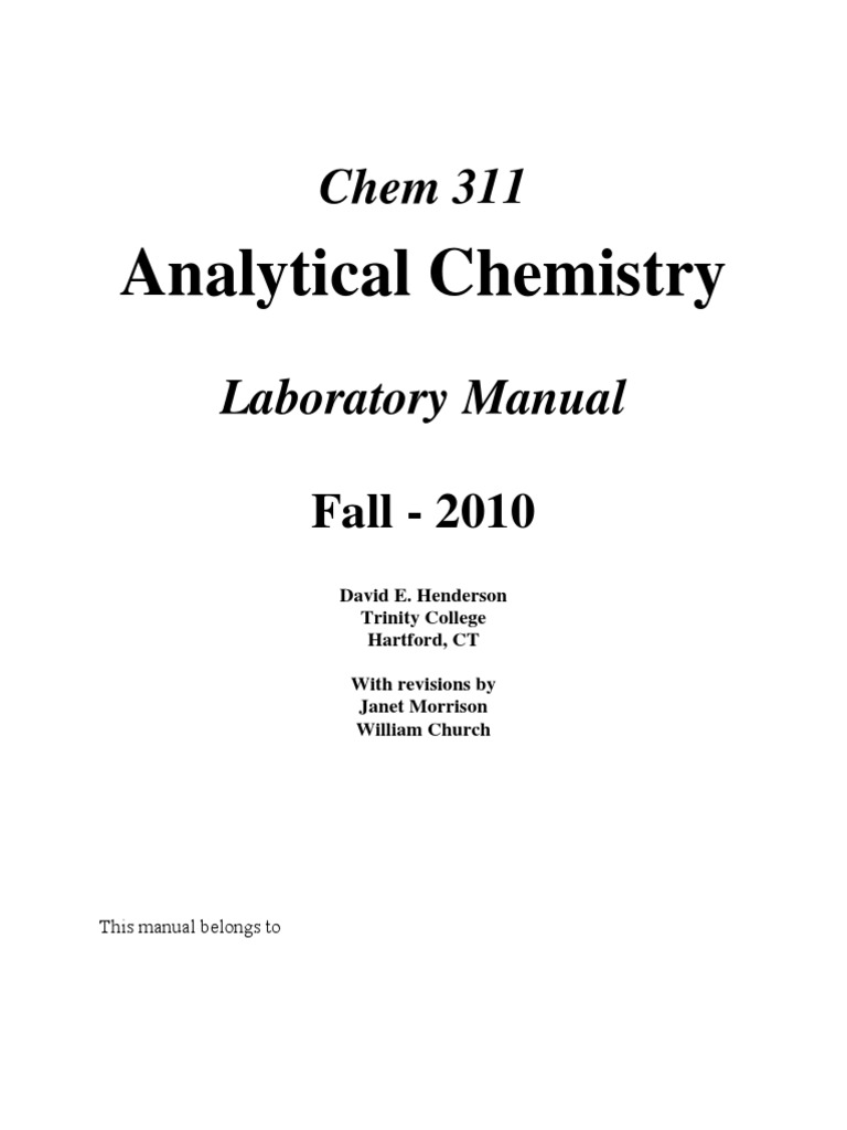 Chemistry Lab Manual 2010 | PDF | Titration | Chemistry