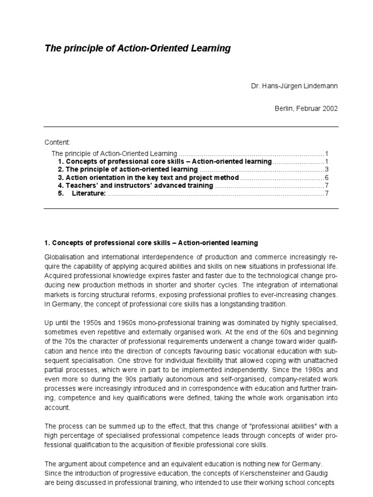 Action Oriented Learning PDF Competence (Human Resources) Learning