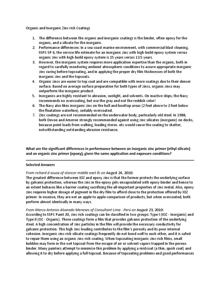Organic and Zinc Rich Coatings Corrosion Paint