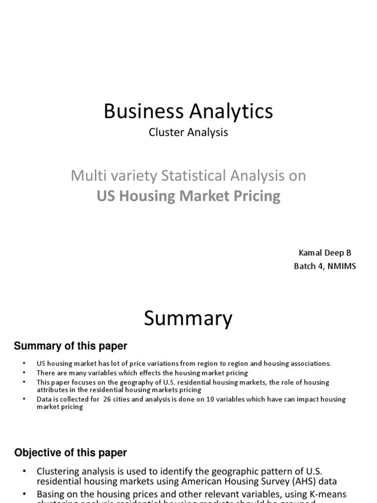 US Housing Market Cluster Analysis | PDF | Real Estate Economics ...