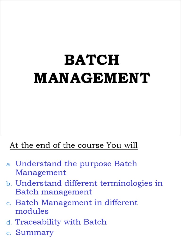 PP BatchManagement Presentation | PDF