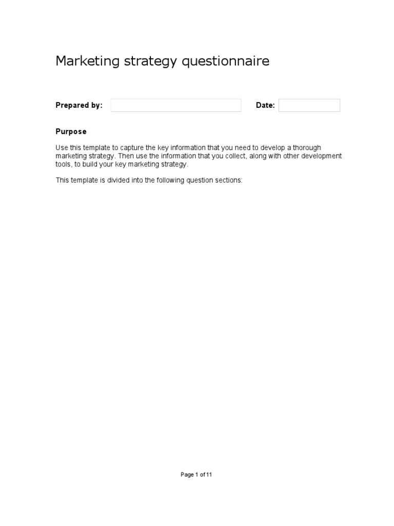 MBA Marketing Strategy Questionnaire | PDF | Target Audience ...