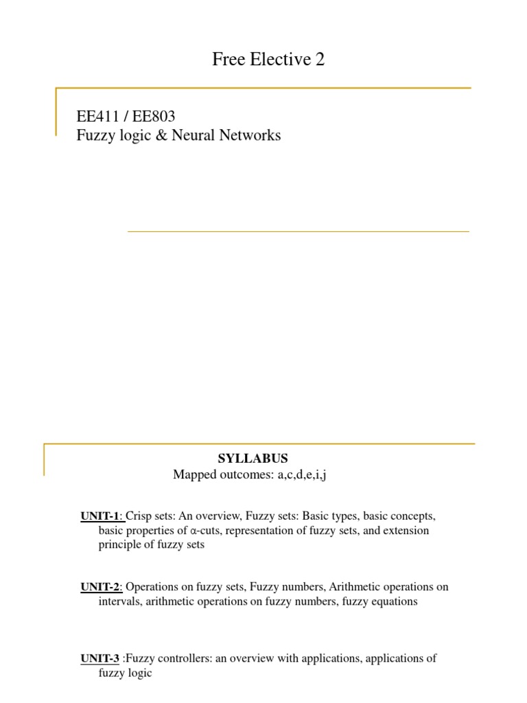 Fuzzy Logic & Neural Networks Syllabus | PDF | Computers