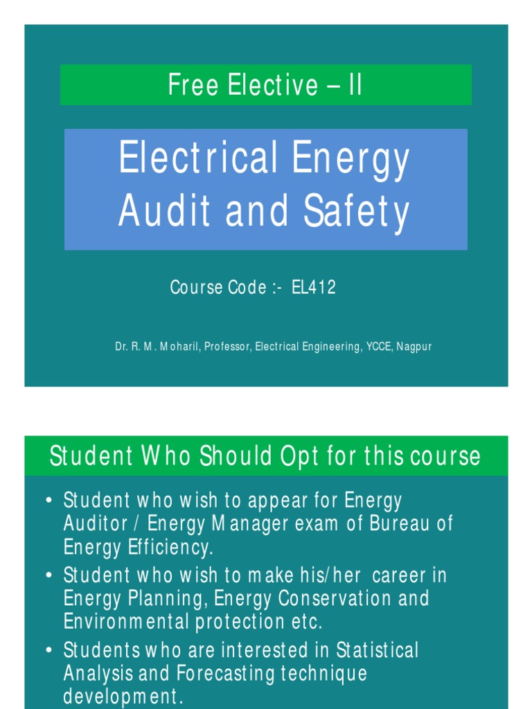 Electrical Energy Audit and Safety Audit Energy Conservation