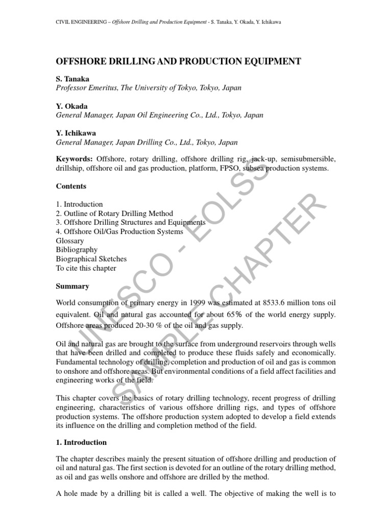 Unesco - Eolss Sample Chapter: Offshore Drilling and Production ...