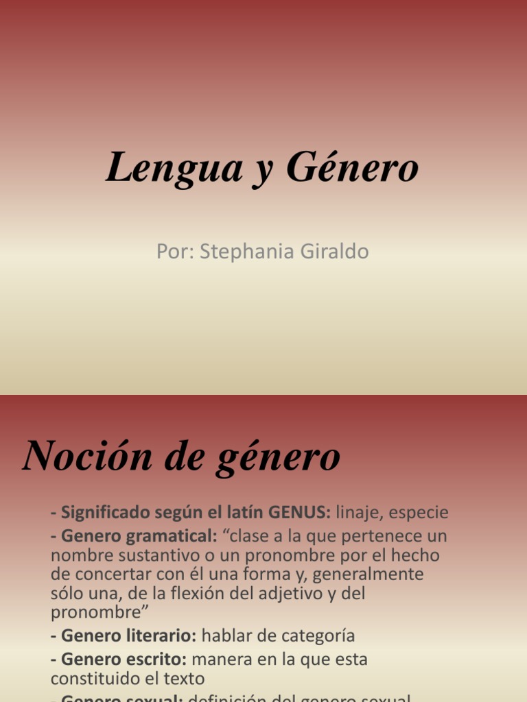 PRESENTACION Lengua y Género | PDF | Género gramatical | Sociolingüística