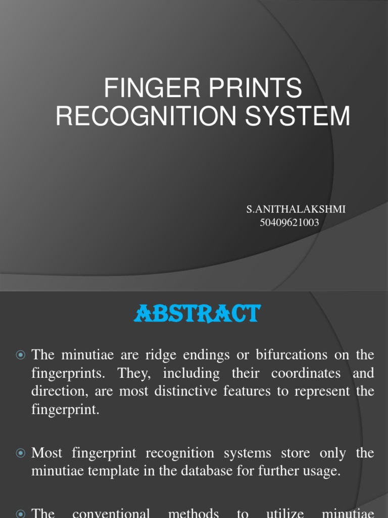 Fingerprint Recognition System | PDF | Areas Of Computer Science ...
