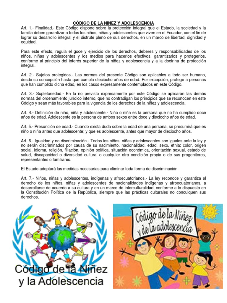Código de la Niñez y Adolescencia Ecuador | PDF | Discriminación ...