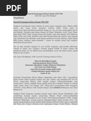 Sejarah Perjuangan Melayu Patani 1785 Pdf