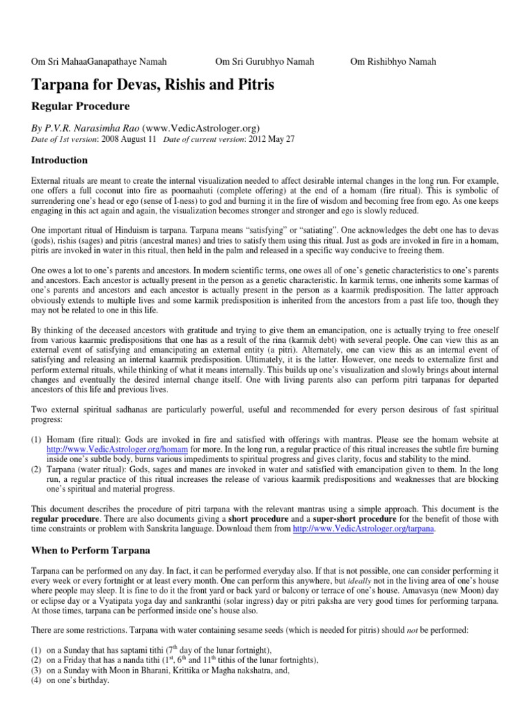 Amavasya Tharpanam In Telugu Pdf