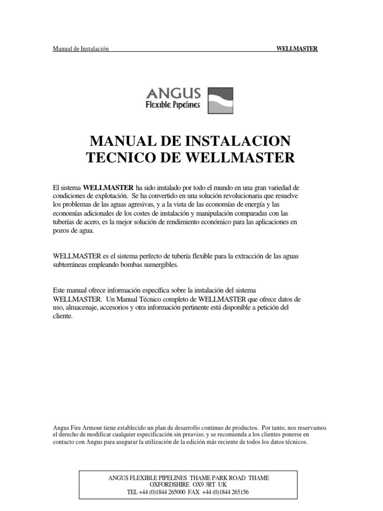 Instalación del Sistema WELLMASTER | PDF | Bomba | Tornillo