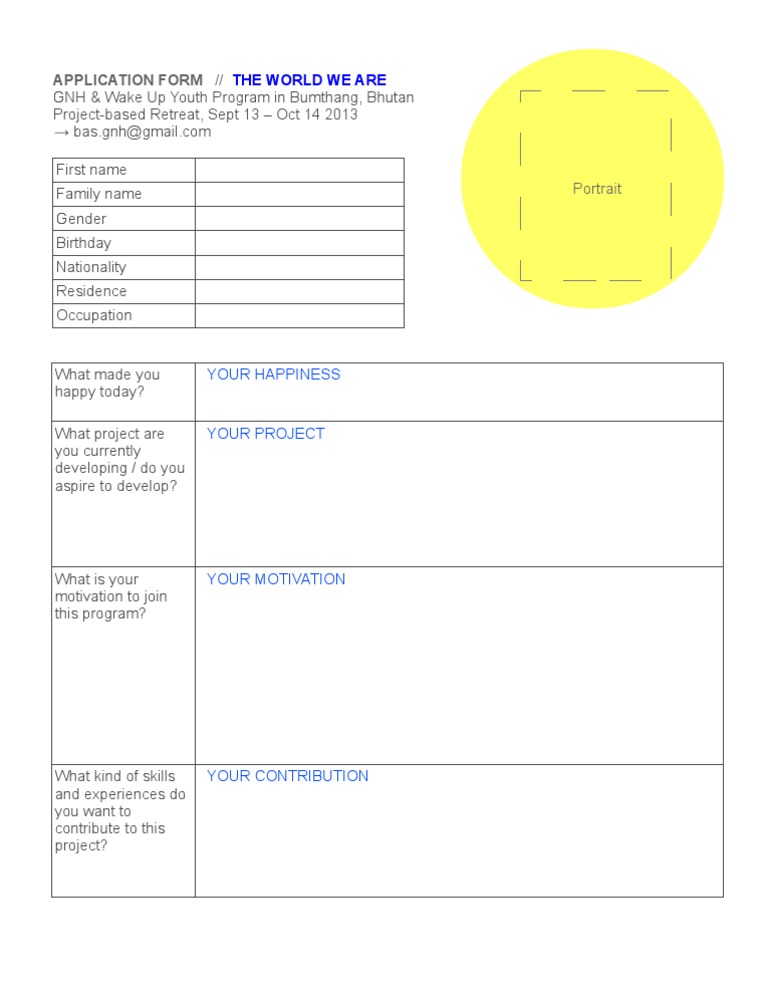 GNH Wake Up Program - Application Form - Autumn 2013 | PDF | Career ...