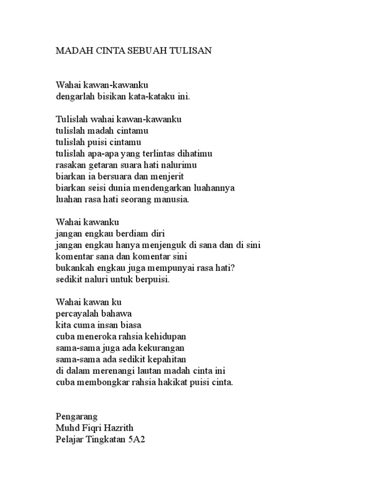 Madah Cinta Sebuah Tulisan Pdf