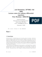 Modeling and Simulation, 5FY095, Fall 2009 Lecture Notes For Ordinary Differential Equations First Revision: 2009/09/8