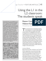 Using The L1 in The L2 Classroom: The Students Speak