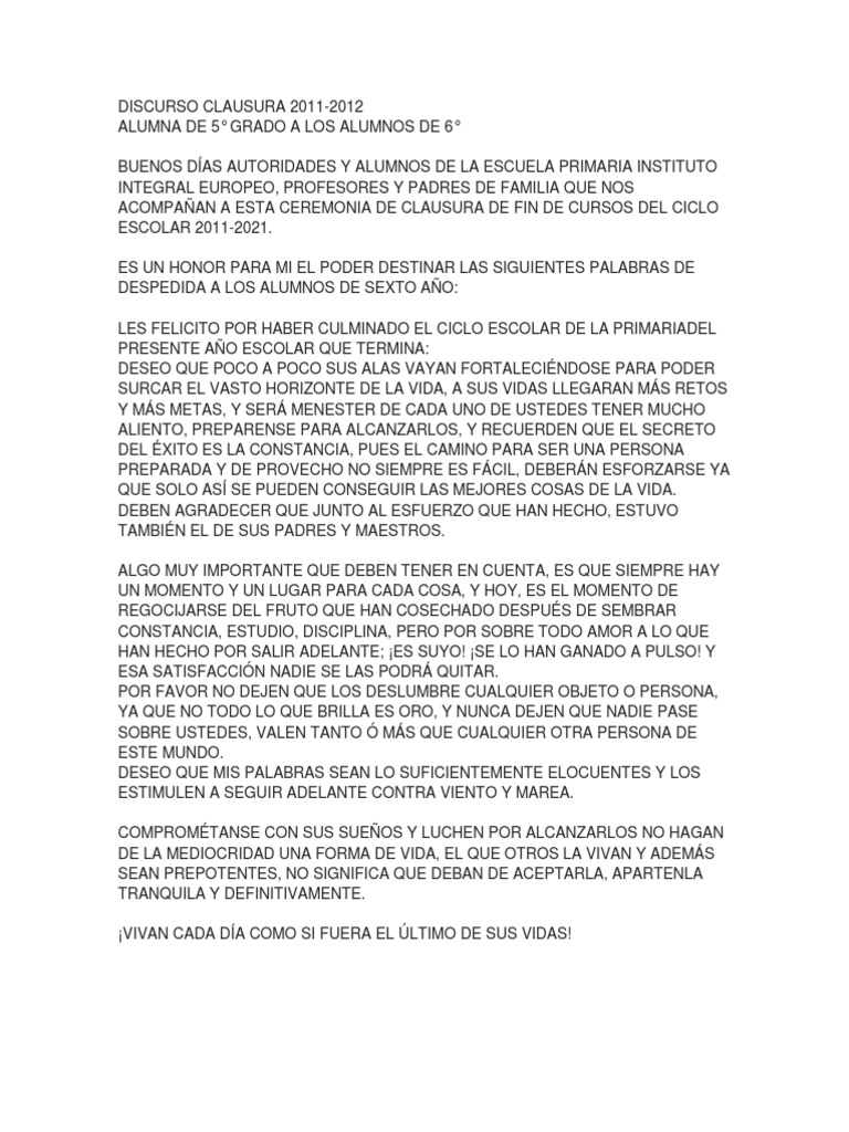 Discurso Clausura 2011