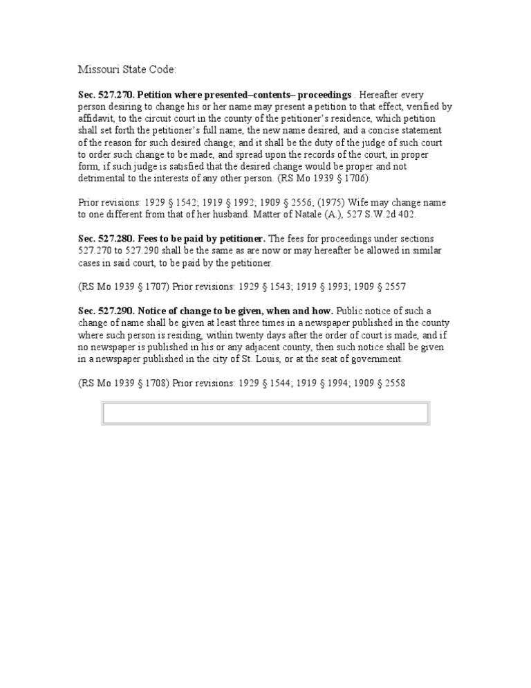 Missouri Name Change Process Overview | PDF