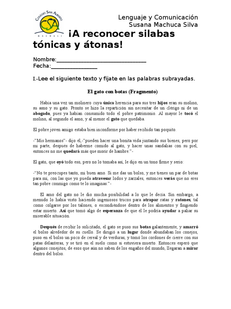 Sílaba Tónica y Átona en Textos | PDF | Sílaba | Gatos