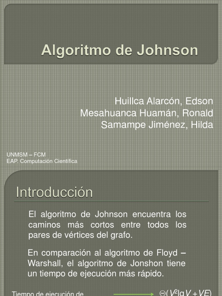 Algoritmo de Johnson: Caminos Cortos | PDF | Informática