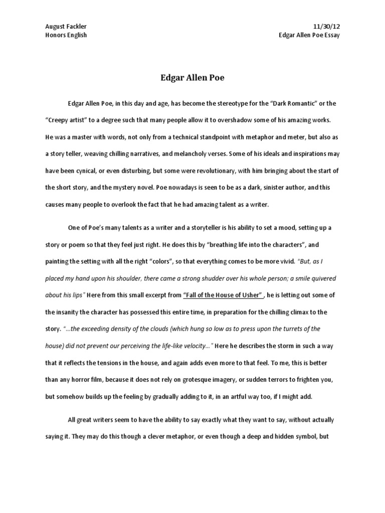 essays about edgar allan poe