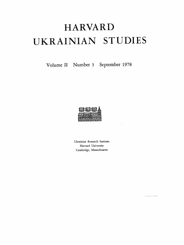 Harvard Ukrainian Stu s Volume II Number 3 September 1978 Jews