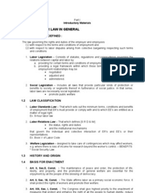 Labor Law I, PDF, Employment
