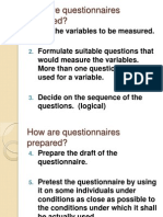 How Are Questionnaires Prepared?: List The Variables To Be Measured