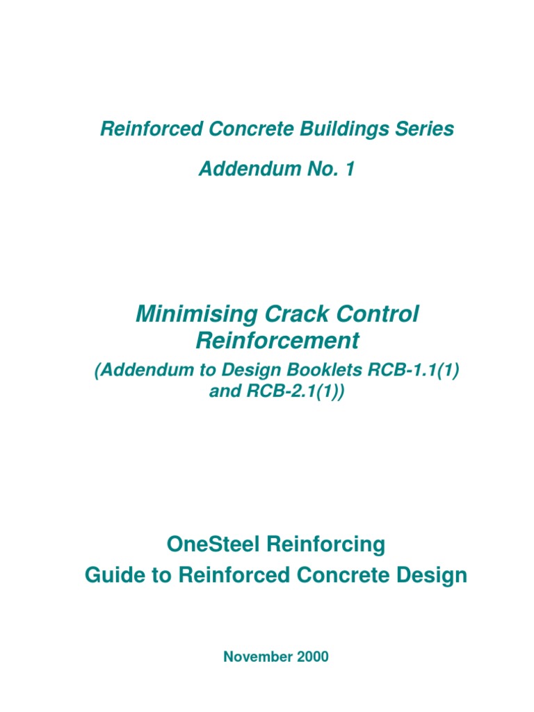 Minimising Crack Control Reinforcement - Design Booklet | PDF | Bending ...
