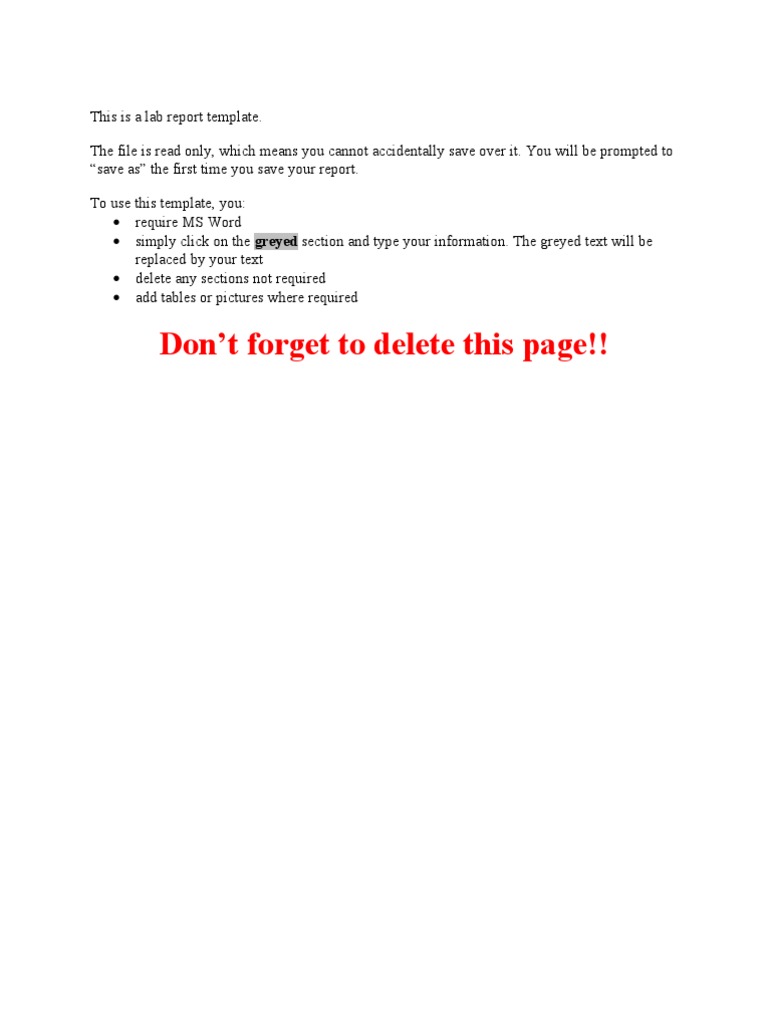 Lab Report Template For MS-WORD  PDF Pertaining To Lab Report Template Word