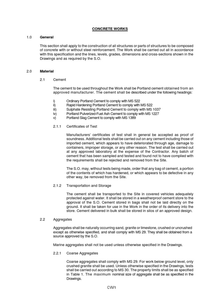 Concrete Specifications for Construction | PDF | Construction Aggregate ...