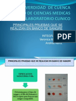 Principales Pruebas Que Se Realizan en Banco de Sangre