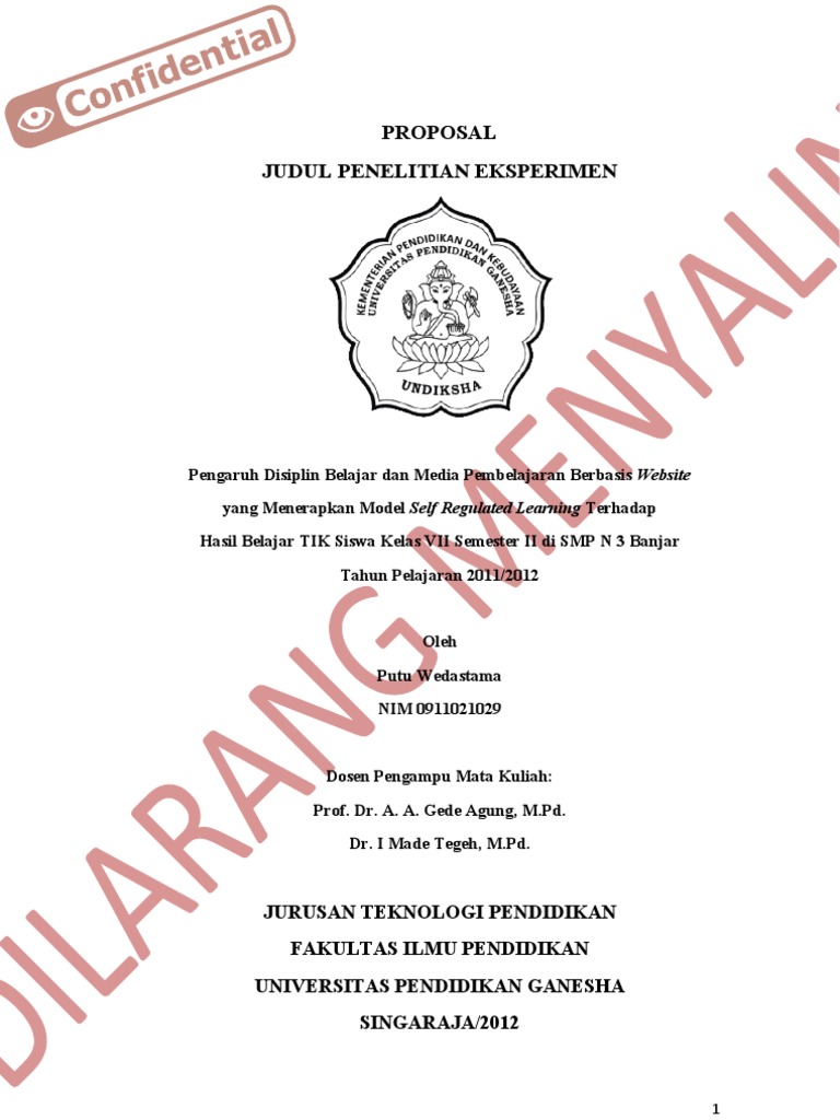 Contoh Proposal Eksperimen
