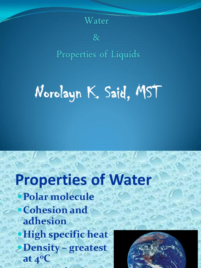 Water and Liquid Properties | Properties Of Water | Liquids