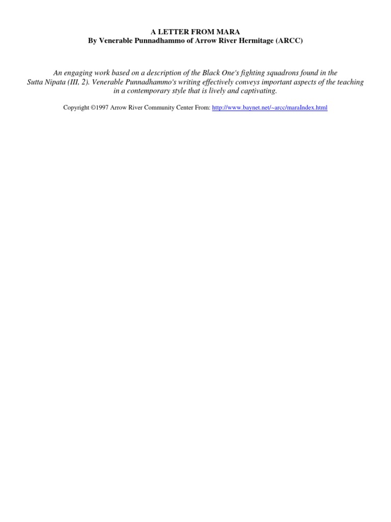 Punnadhammo Letter From Mara | PDF | Anger | Mind