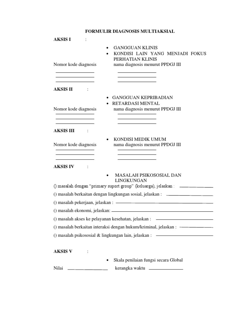 Formulir Diagnosis Multiaksial | PDF