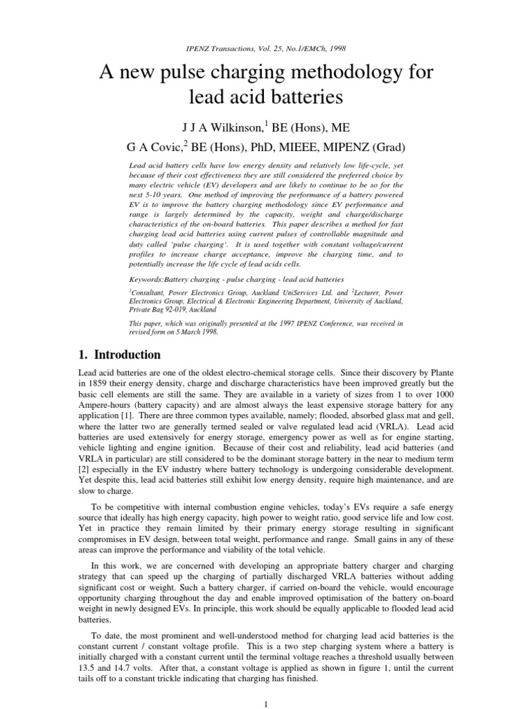 New Pulse Charging for Lead Acid Batteries | PDF | Battery Charger ...
