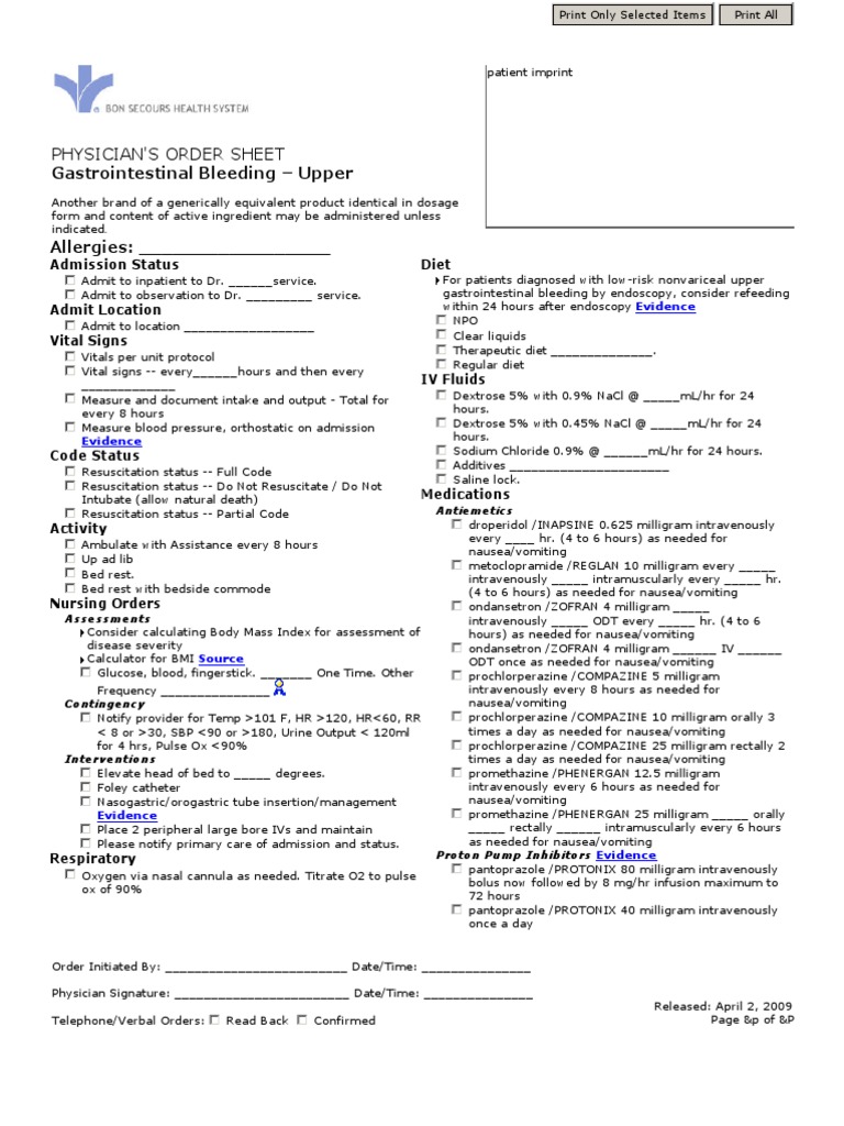 UGI Bleed | PDF | Intravenous Therapy | Nausea