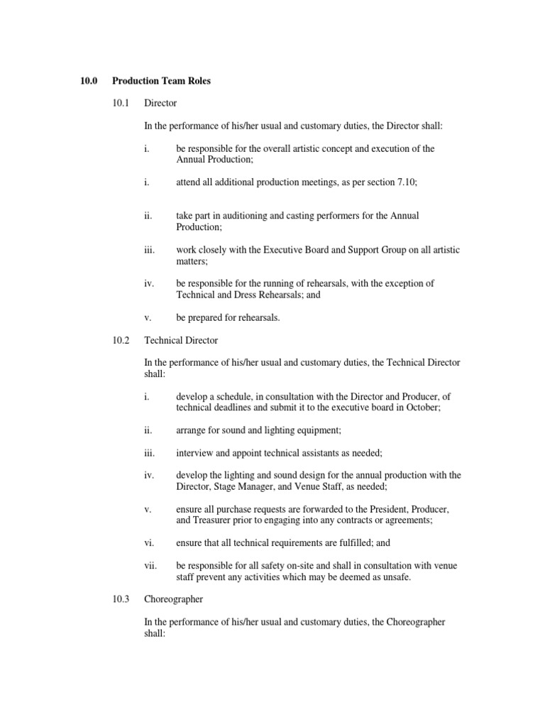 Production Team Roles | PDF | Art