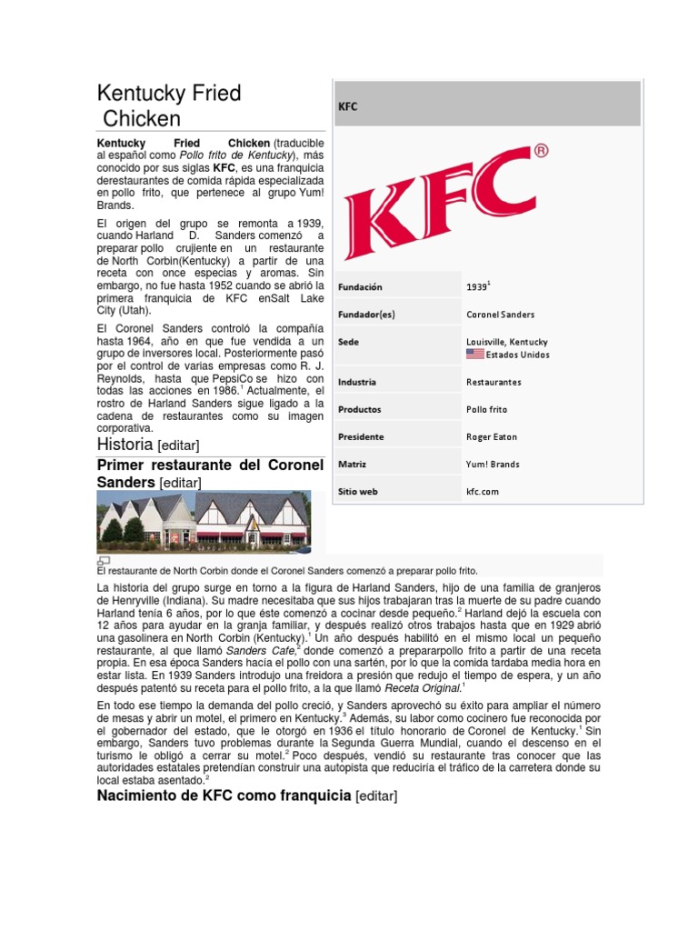 KFC | PDF | Alimentos | Conservación