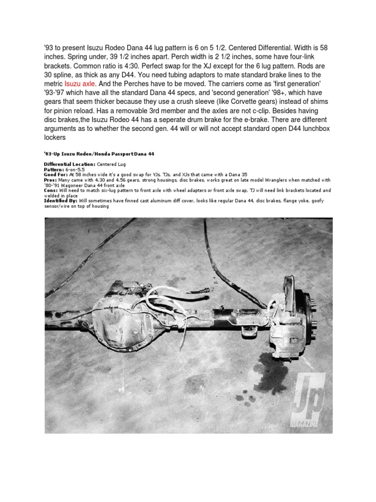 93 To Present Isuzu Rodeo Dana 44 Lug Pattern Is 6 On 5 1 Download