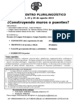 XIX Encuentro Plurilinguistico San Juan - AFICHE CONVOCATORIA-2013