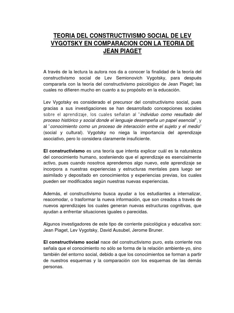 TAREA | PDF | Constructivismo (filosofía de la educación) | Aprendizaje