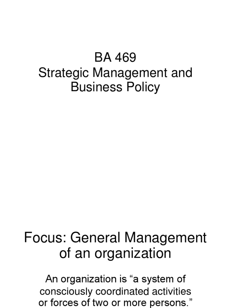 BA 469 Strategic Management and Business Policy | PDF | Competitive ...